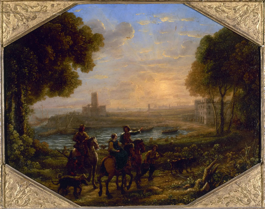 Landskab med Santa Marinella-havnen - Claude Lorrain