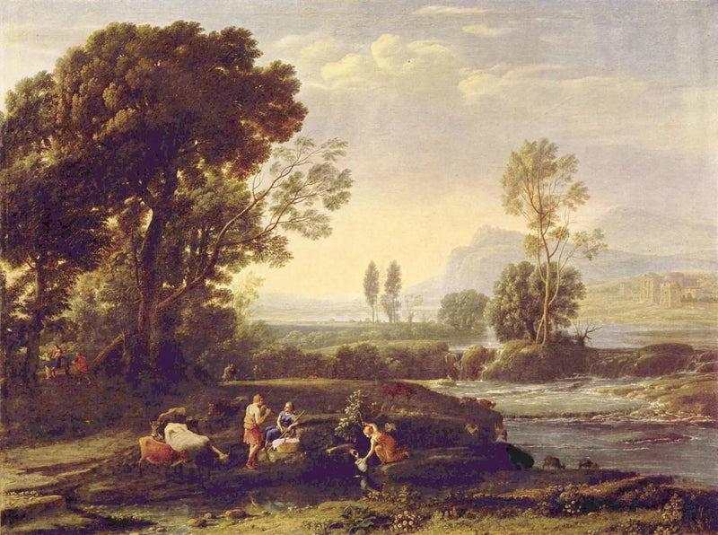 Landskab med hvile under flugten til Egypten - Claude Lorrain