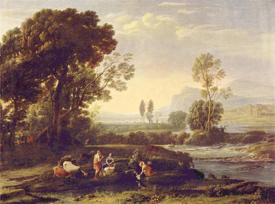 Landskab med hvile under flugten til Egypten - Claude Lorrain