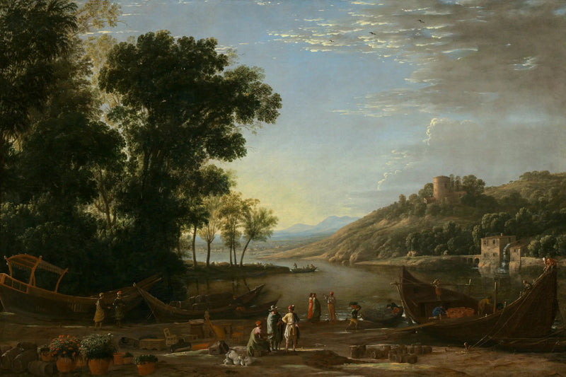 Landskab med handlende - Claude Lorrain