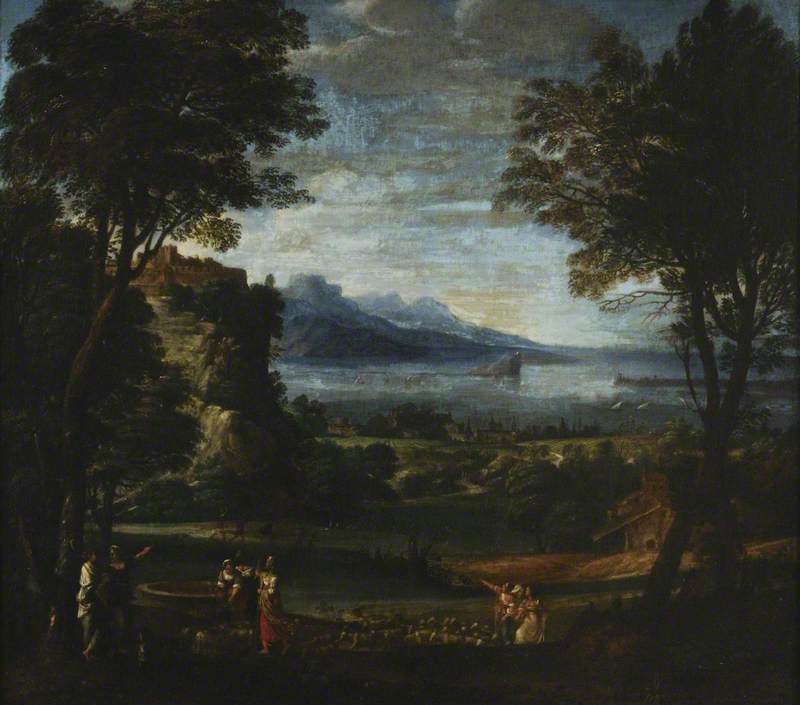 Landskab med Jethrows piger ved brønden - Domenichino