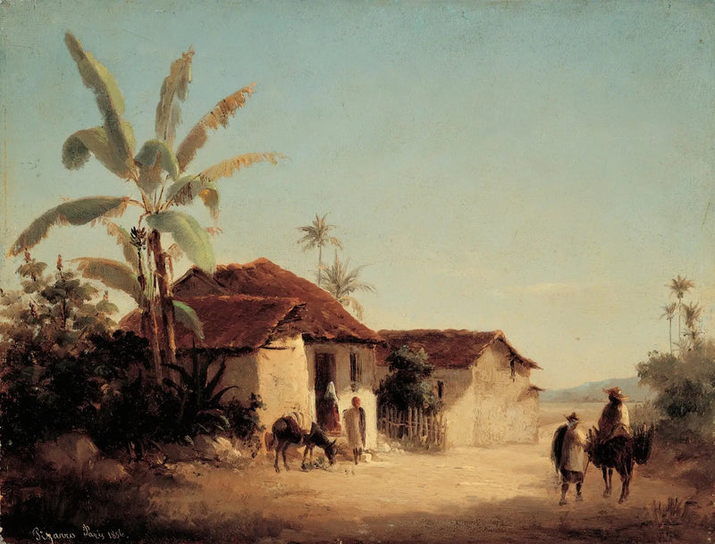 Landskab med huse og palmer - Camille Pissarro
