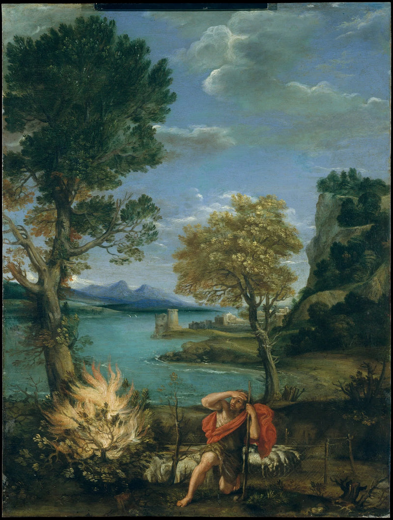 Landskab med Moses og den brændende busk - Domenichino