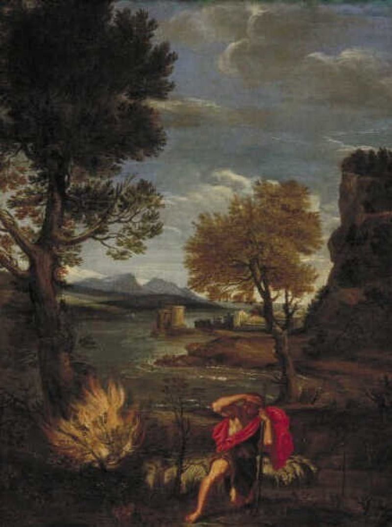 Landskab med Moses og den brændende busk - Domenichino
