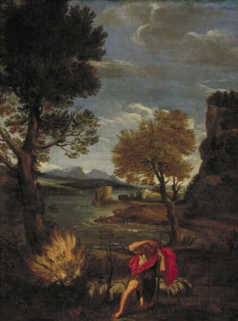 Landskab med Moses og den brændende busk - Domenichino