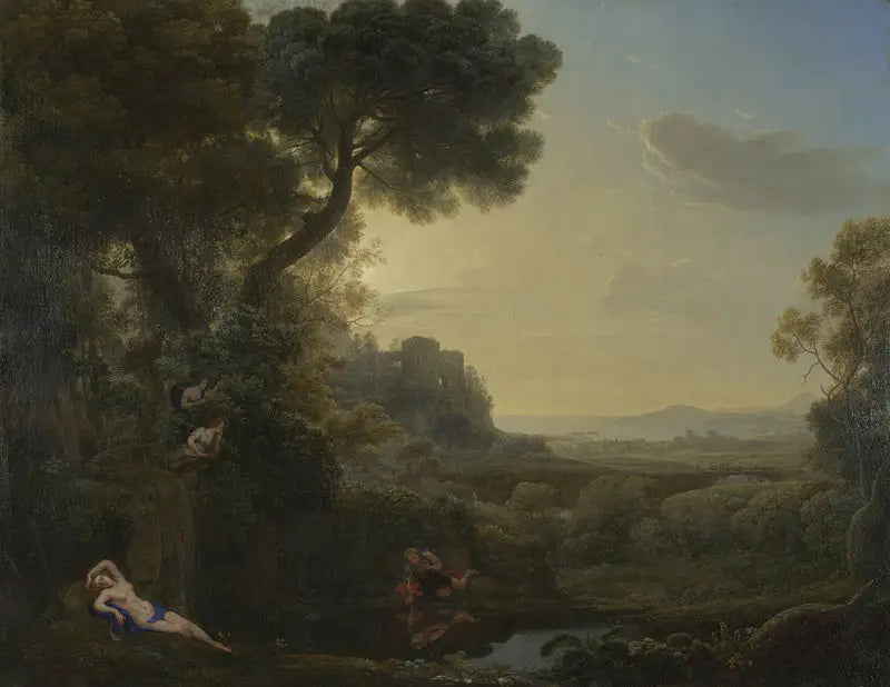 Landskab med Narciss og Echo - Claude Lorrain