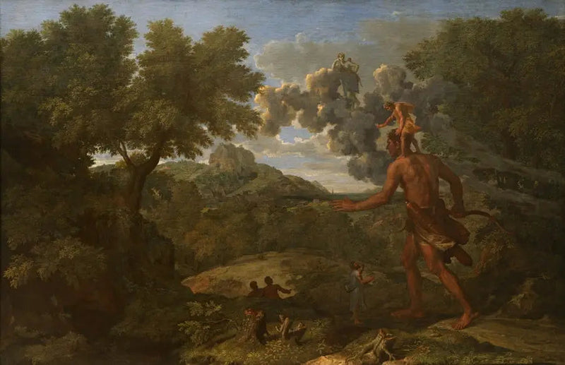 Landskab med Orion blind, der søger efter solen - Nicolas Poussin
