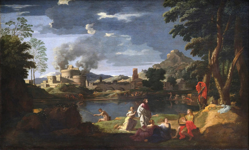 Landskab med Orfeus og Eurydike - Nicolas Poussin