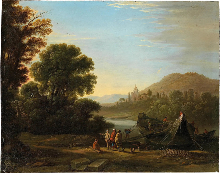 Landskab med personer, der læsser brænde på en båd - Claude Lorrain