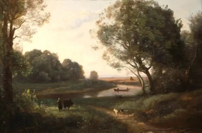 Landskab med personer - Jean-Baptiste Camille Corot