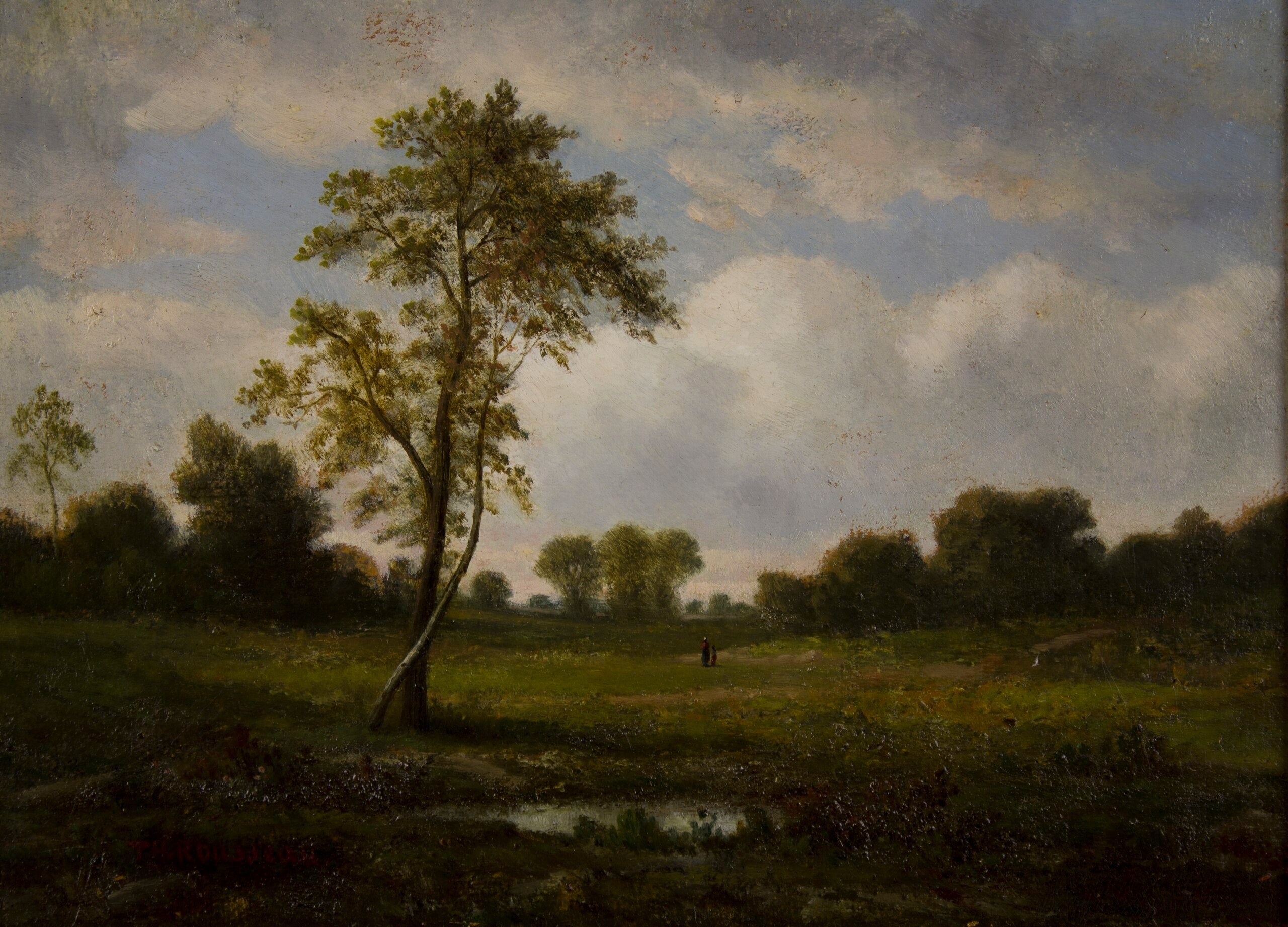 Paysage avec personnages - Théodore Rousseau image 1 copie peinte à la main à l’huile