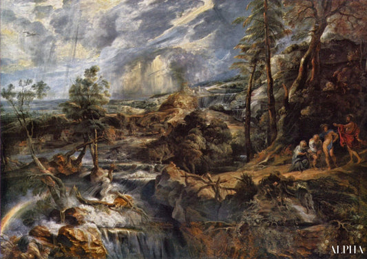 Landskab med Philemon og Baucis - Peter Paul Rubens - Reproduktioner af malerier og højkvalitets malerier