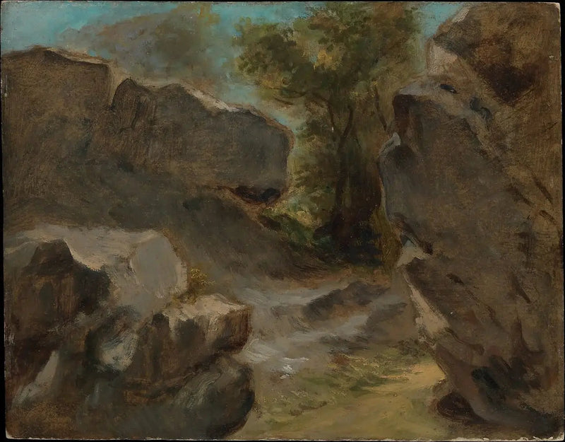 Landskab med klipper, Augerville - Eugène Delacroix