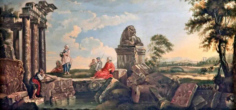 Landskab med ruiner og klassiske figurer - Giovanni Paolo Panini