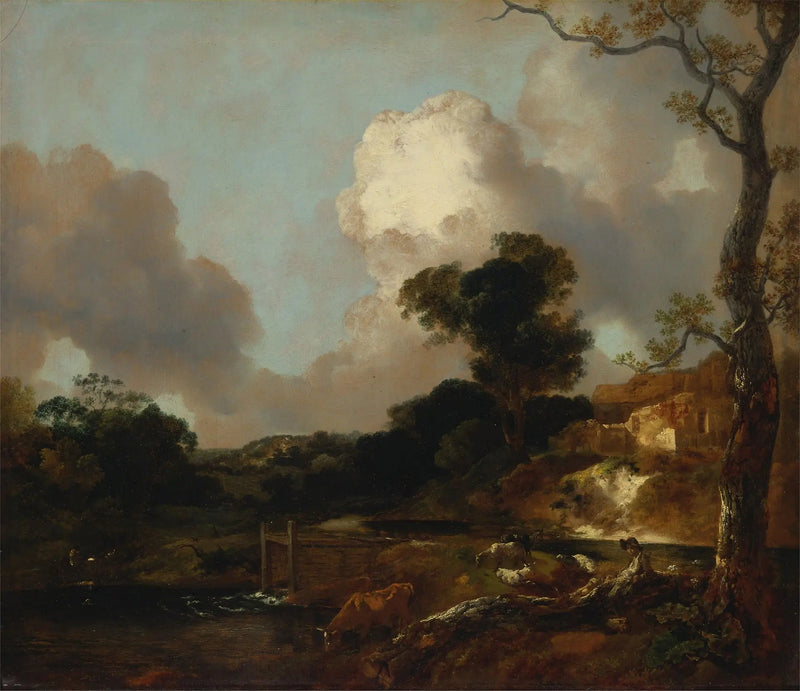 Landskab med bæk og dæmning - Thomas Gainsborough