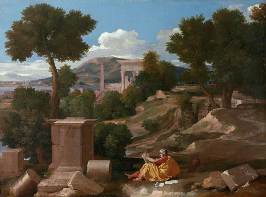 Landskab med Sankt Johannes på Patmos - Nicolas Poussin