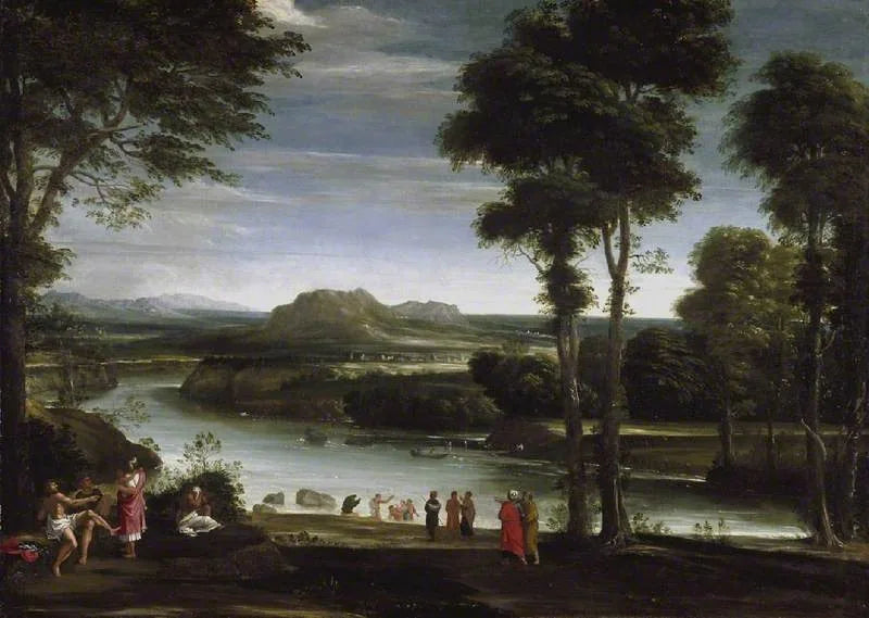Landskab med Sankt Johannes Døberen - Domenichino
