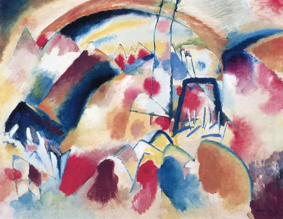 Landskab med røde pletter - Vassily Kandinsky