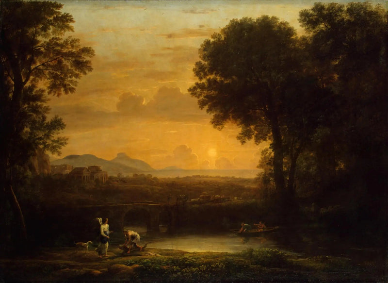 Landskab med Tobit og Englen (Aften) - Claude Lorrain