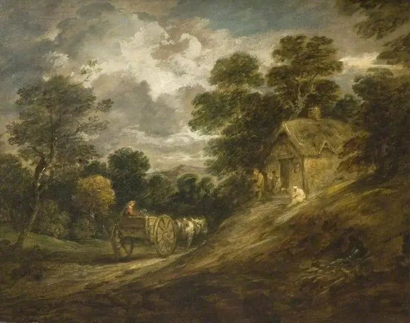 Landskab med en hytte og en vogn - Thomas Gainsborough