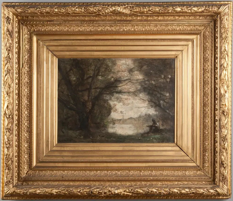 Landskab med en dreng, der tegner - Jean-Baptiste Camille Corot