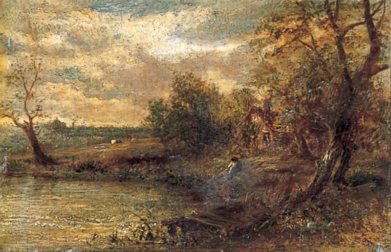Landskab med en mand, der fisker - John Constable