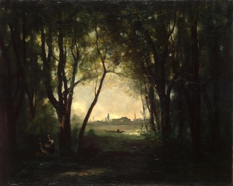 Landskab med en sø - Jean-Baptiste Camille Corot