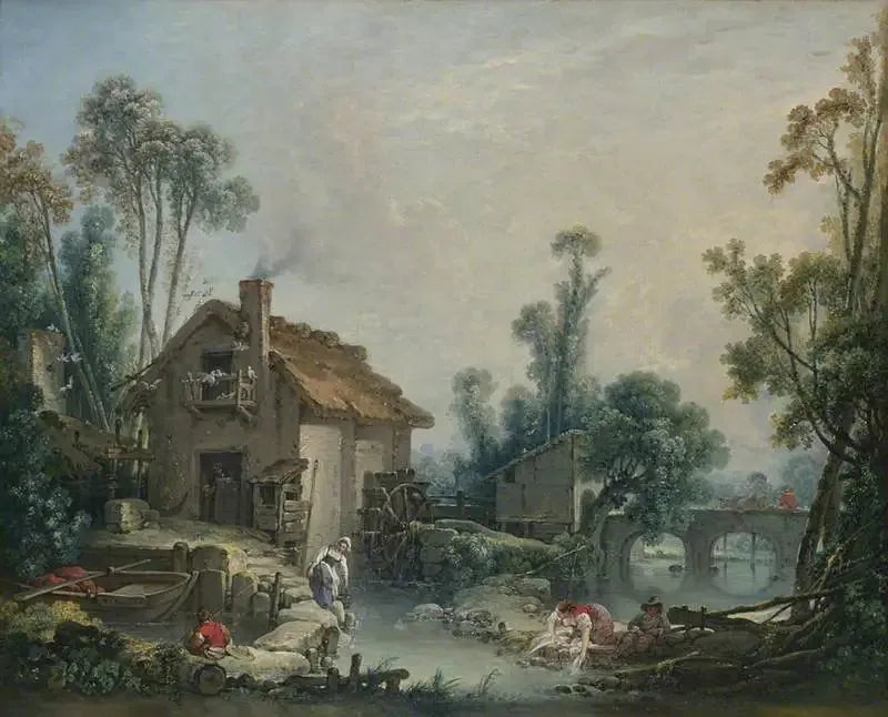 Landskab med en vandmølle - François Boucher