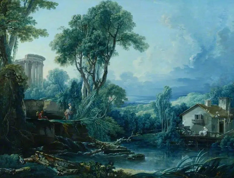 Landskab med en vandmølle - François Boucher