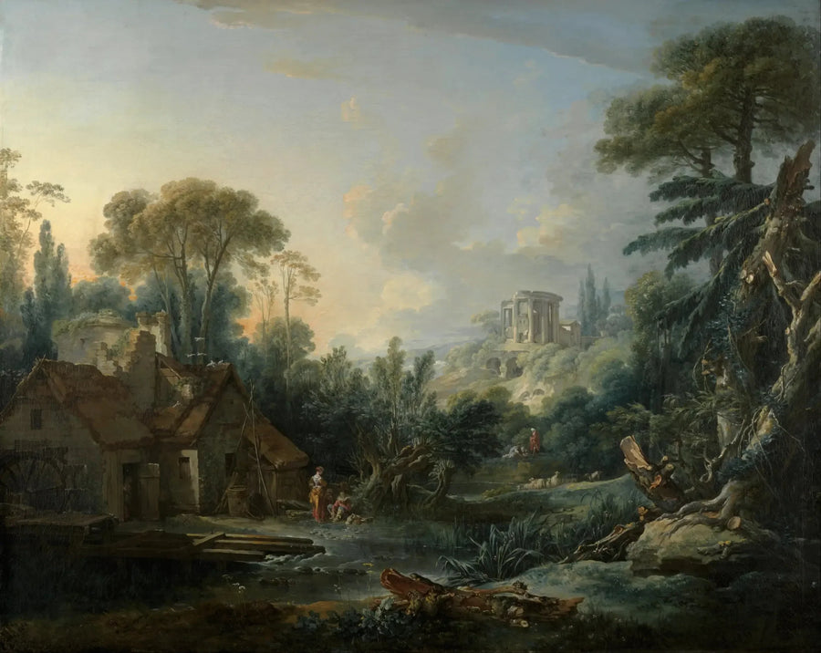 Landskab med en vandmølle - François Boucher
