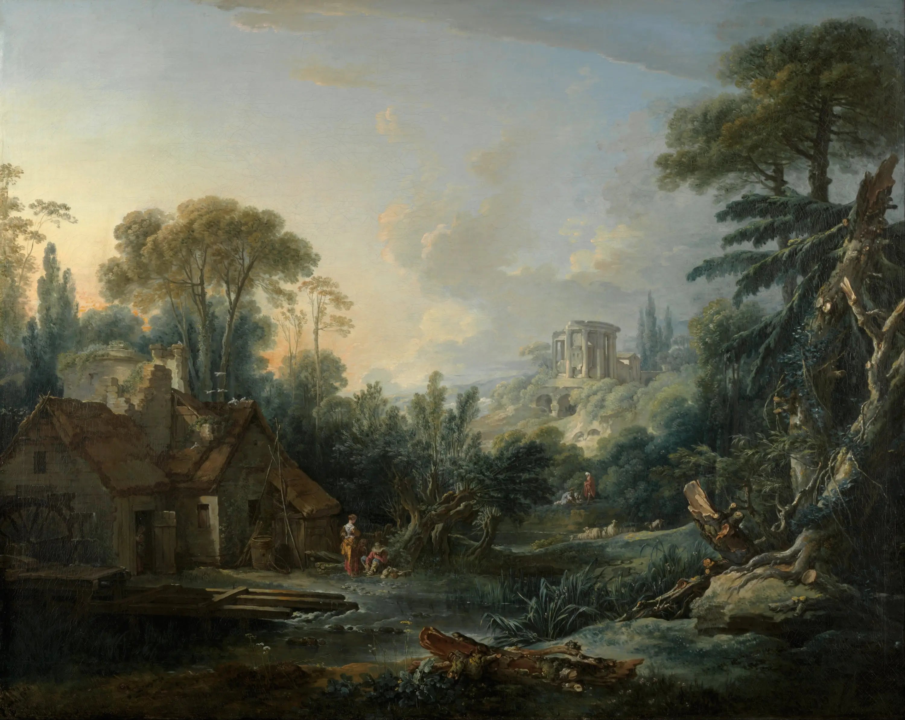 Paysage avec un moulin à eau - François Boucher - Alpha Reproduction