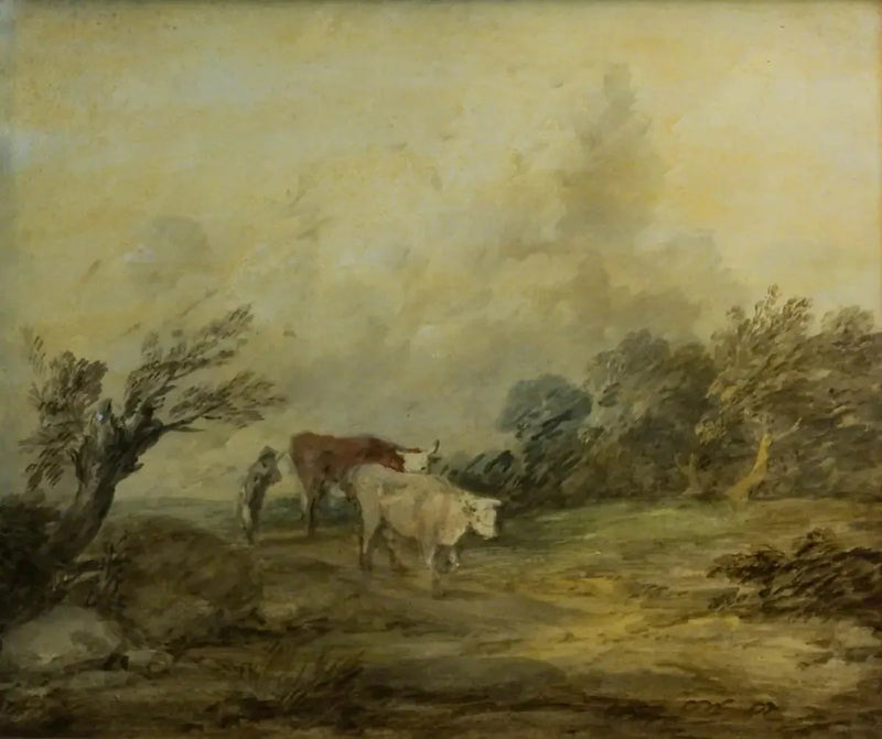 Landskab med en bonde, der fører køer - Thomas Gainsborough