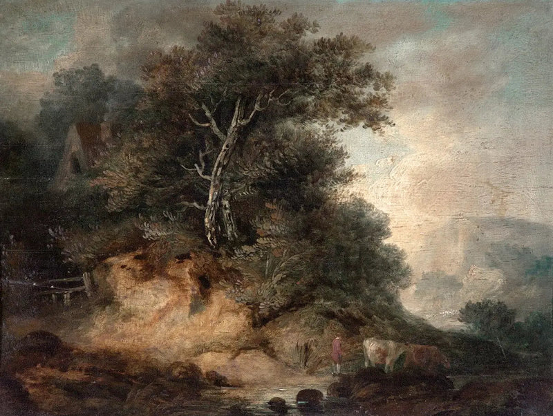 Landskab med en bonde, der fører kvæg - Thomas Gainsborough