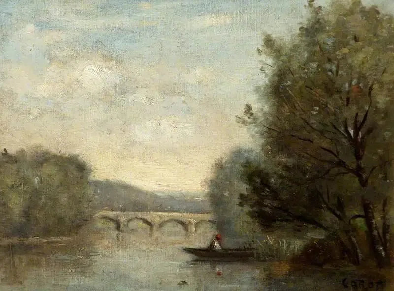 Landskab med en bro - Jean-Baptiste Camille Corot