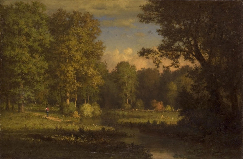 Landskab med en bæk - George Inness