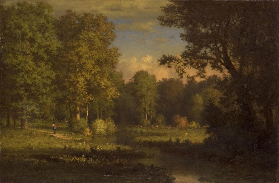 Landskab med en bæk - George Inness