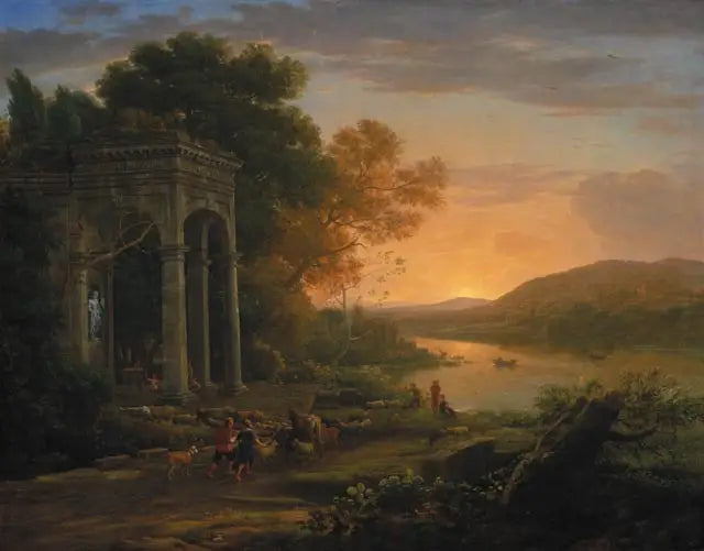 Landskab med et Bacchus-tempel - Claude Lorrain