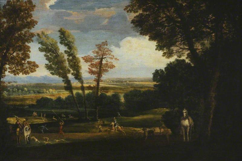 Landskab med en hjortejagt - Annibale Carracci