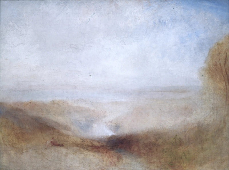Landskab med en flod og en bugt i det fjerne - J. M. W. Turner