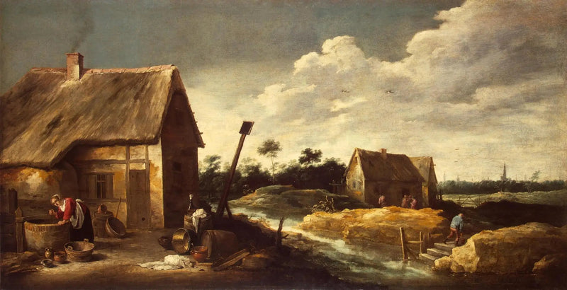 Landskab med en tjenestepige ved brønden - David Teniers den Yngre