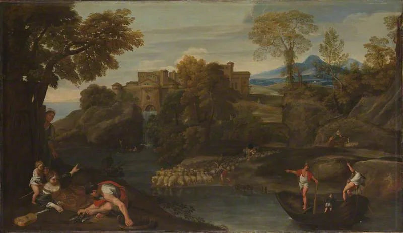 Landskab med en befæstet by - Domenichino