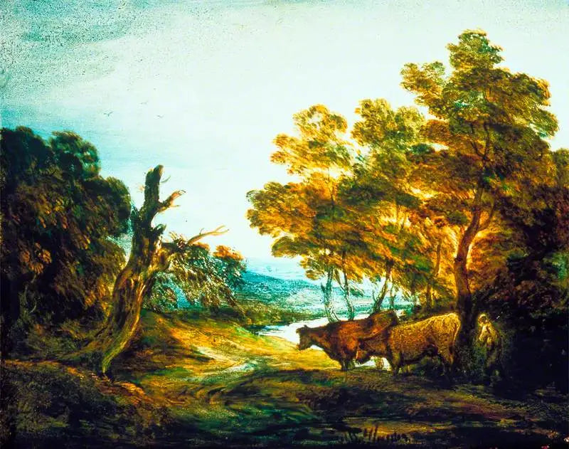 Skovlandskab med en hyrde og to køer - Thomas Gainsborough