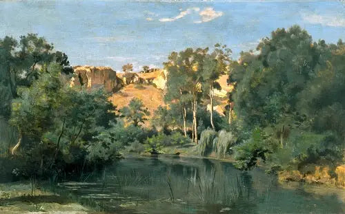 Skovlandskab med en dam - Jean-Baptiste Camille Corot