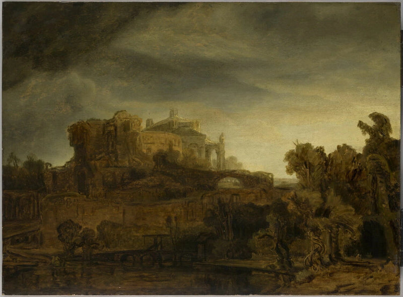 Landskab ved slottet - Rembrandt