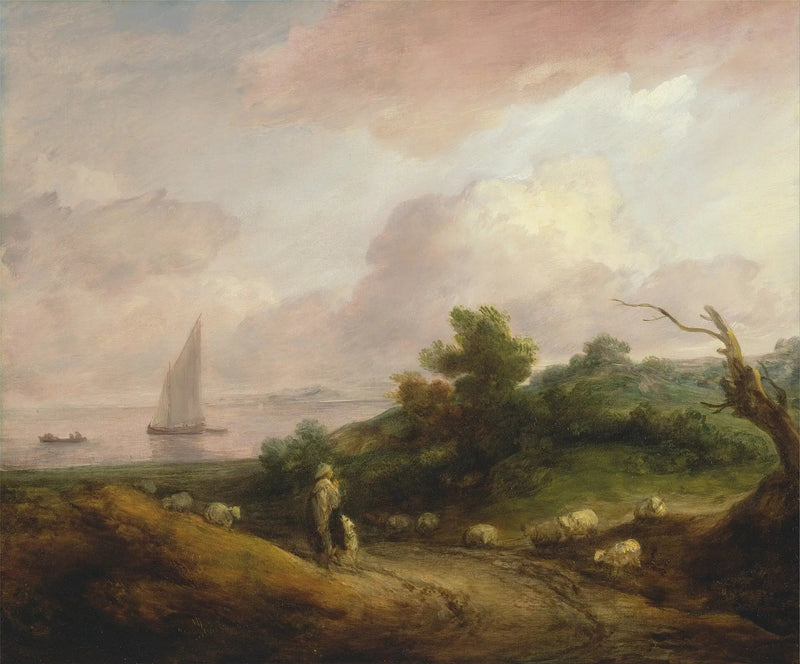 Kystlandskab med en hyrde og hans flok - Thomas Gainsborough