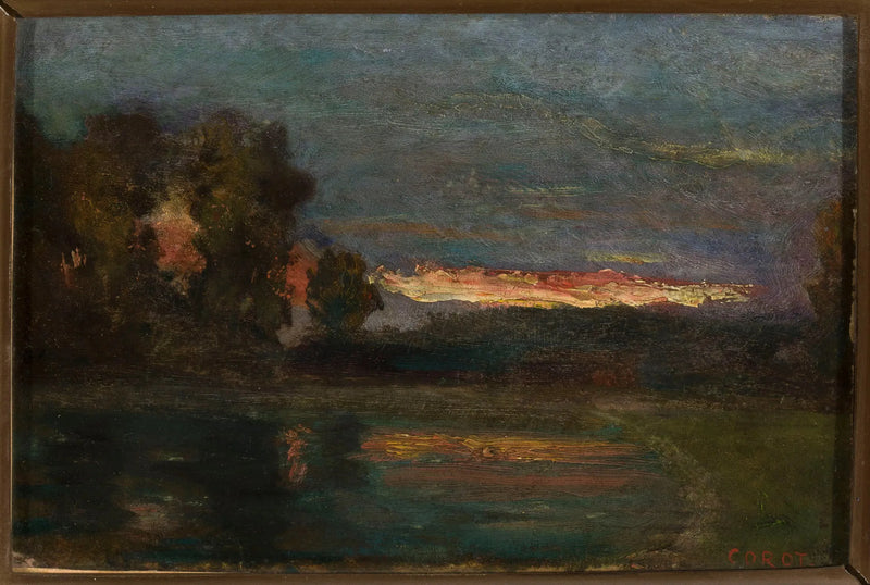 Landskab – Skumring ved vandkanten - Jean-Baptiste Camille Corot