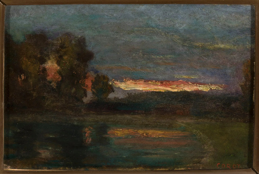 Landskab – Skumring ved vandkanten - Jean-Baptiste Camille Corot