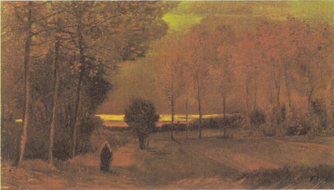 Efterårsscene ved skumring - Vincent van Gogh