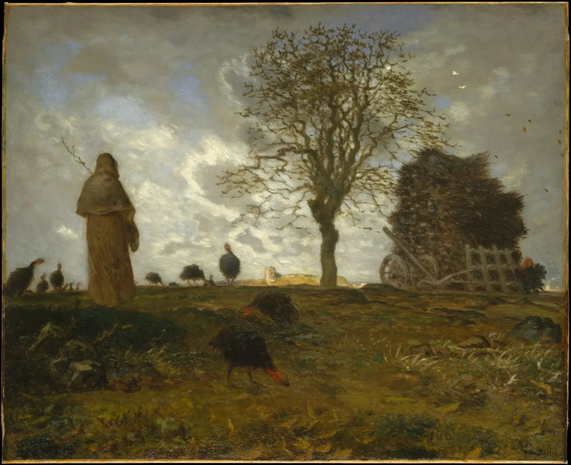Efterårsmotiv med en flok kalkuner - Jean-François Millet