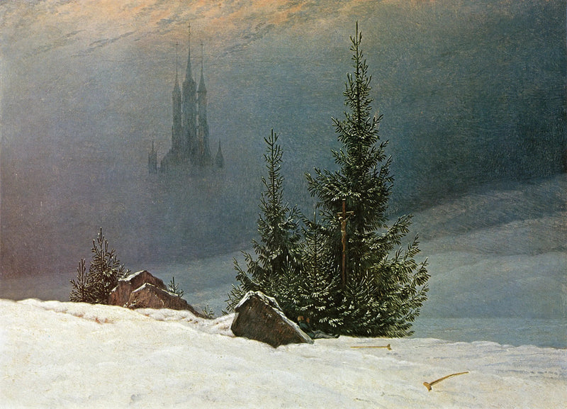 Vinterlandskab med kirke - Caspar David Friedrich